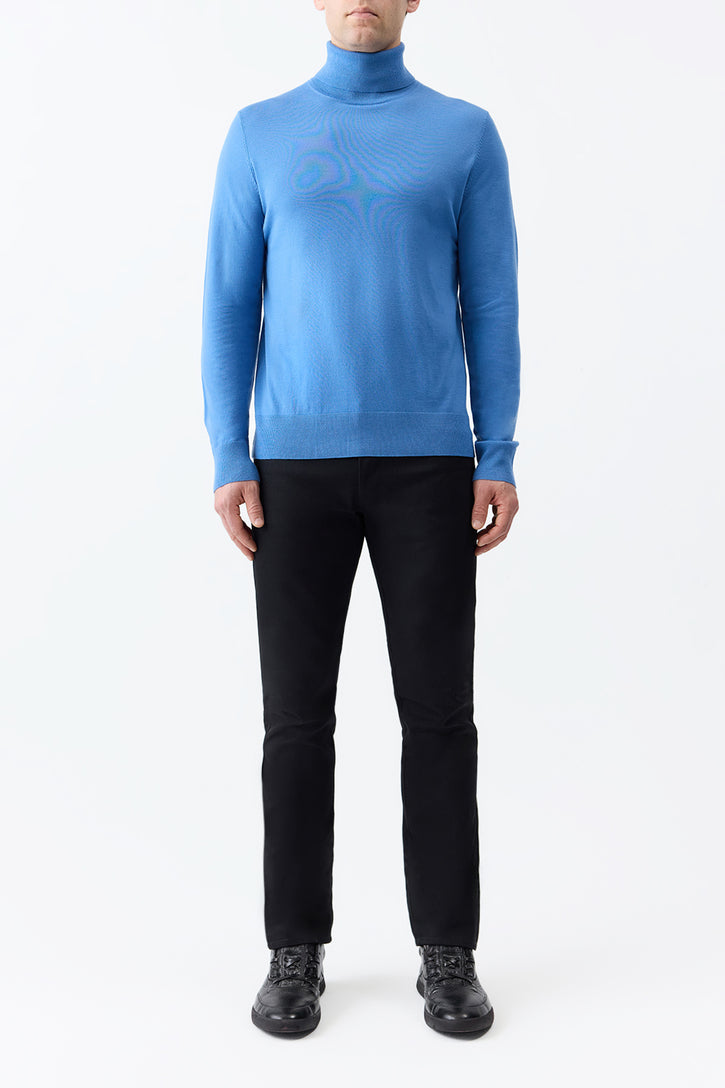 Jermaine Knit Turtleneck in Sky Merino Wool