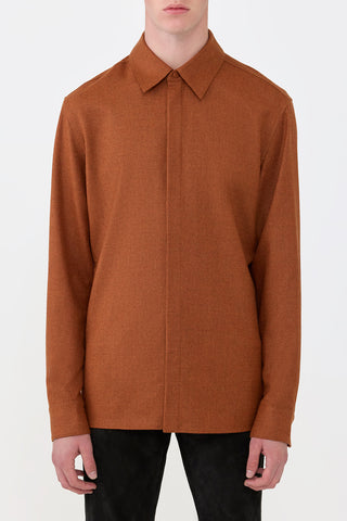 Abbe Shirt in Rust Virgin Wool Cashmere
