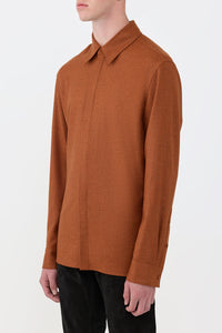 Abbe Shirt in Rust Virgin Wool Cashmere