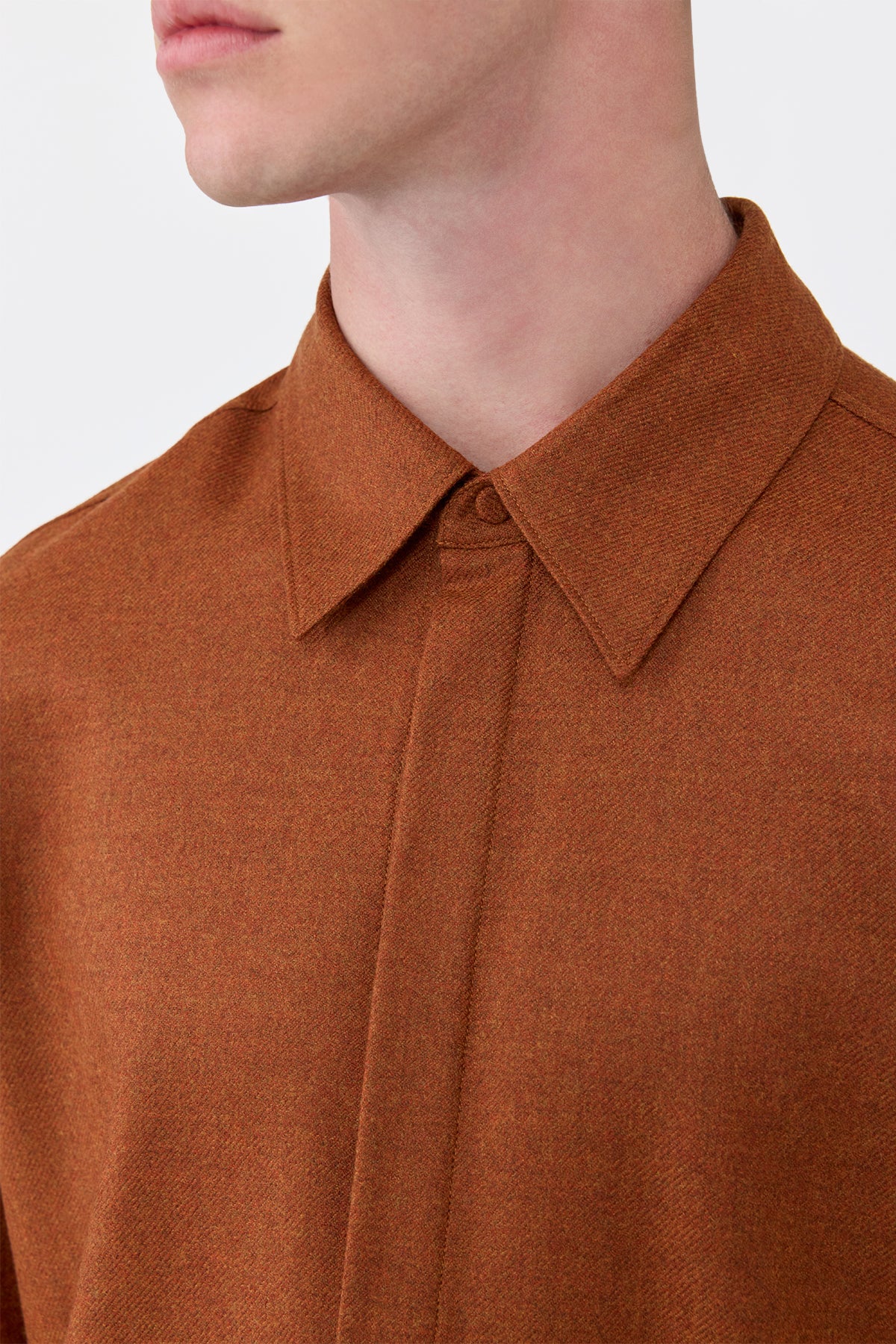 Abbe Shirt in Rust Virgin Wool Cashmere