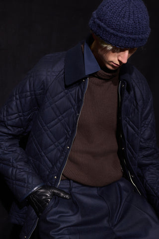 Clarence Barn Jacket in Dark Navy Wool Cashmere Flannel