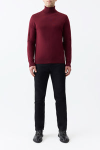 Jermaine Knit Turtleneck in Bordeaux Merino Wool