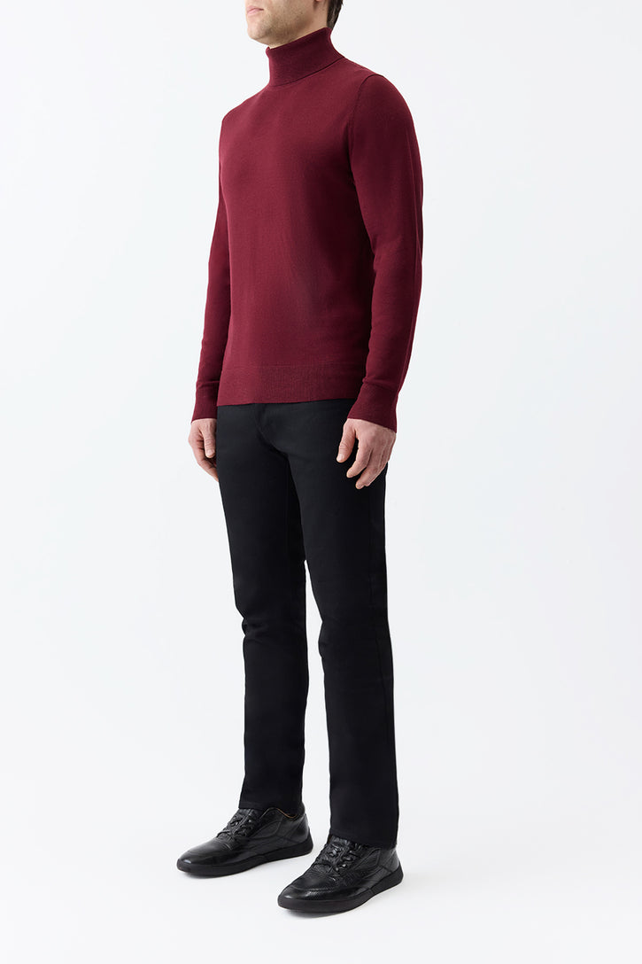 Jermaine Knit Turtleneck in Bordeaux Merino Wool