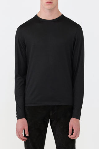Black Cashmere Owen Long Sleeve T-Shirt - On Model Front | Gabriela Hearst