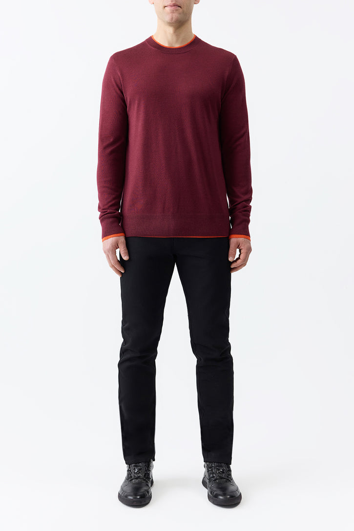 Wells Knit Sweater in Bordeaux & Spice Cashmere Silk