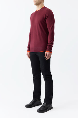 Wells Reversible Knit Sweater in Bordeaux & Spice Cashmere Silk