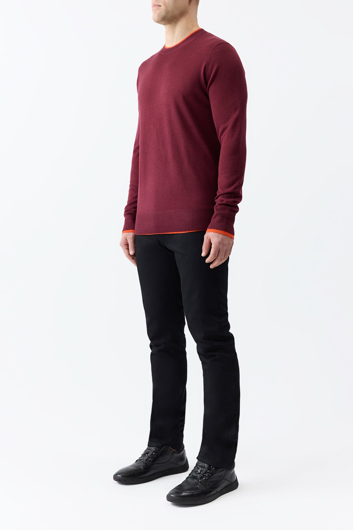 Wells Knit Sweater in Bordeaux & Spice Cashmere Silk