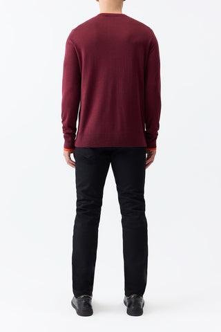 Wells Reversible Knit Sweater in Bordeaux & Spice Cashmere Silk