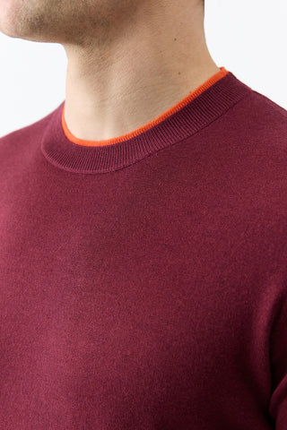 Wells Reversible Knit Sweater in Bordeaux & Spice Cashmere Silk