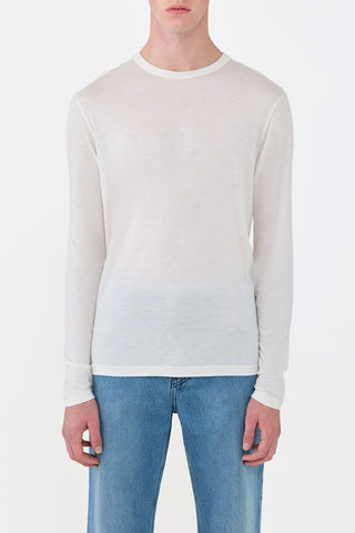Owen Long Sleeve T-Shirt in Ivory Cashmere Jersey