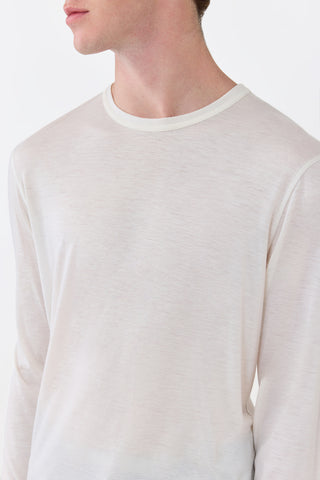 Ivory Cashmere Crewneck T-Shirt - Close-Up Neckline and Fabric Detail | Gabriela Hearst