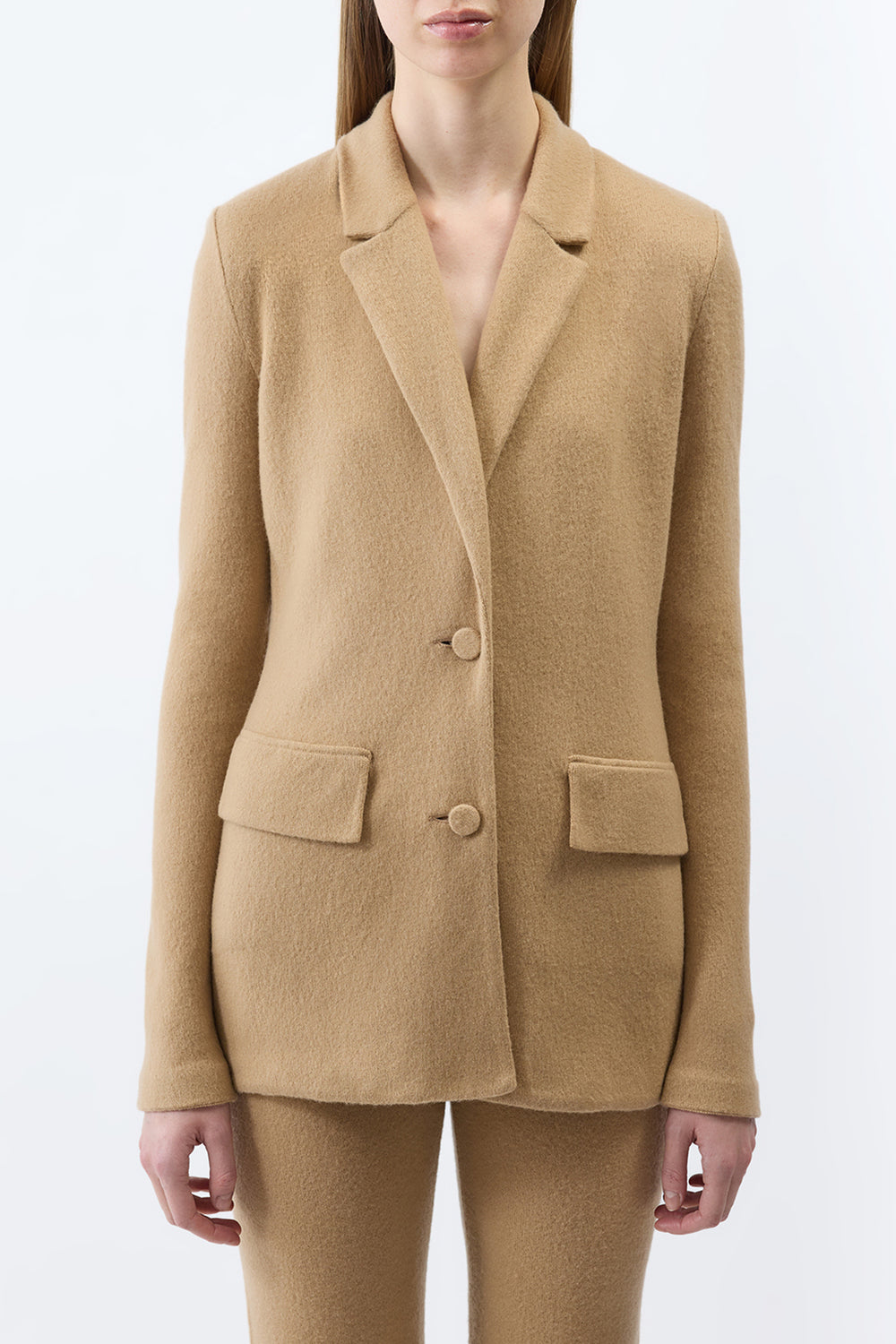 Zander Knit Jacket in Camel Brushed Cashmere