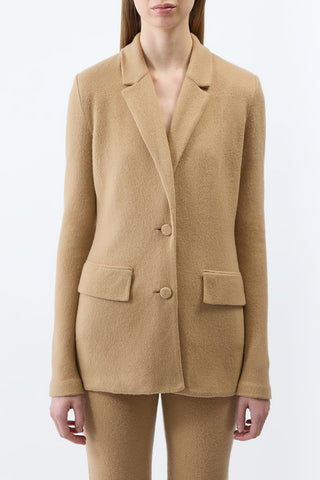 Zander Knit Jacket in Camel Brushed Cashmere