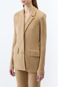 Zander Knit Jacket in Camel Brushed Cashmere