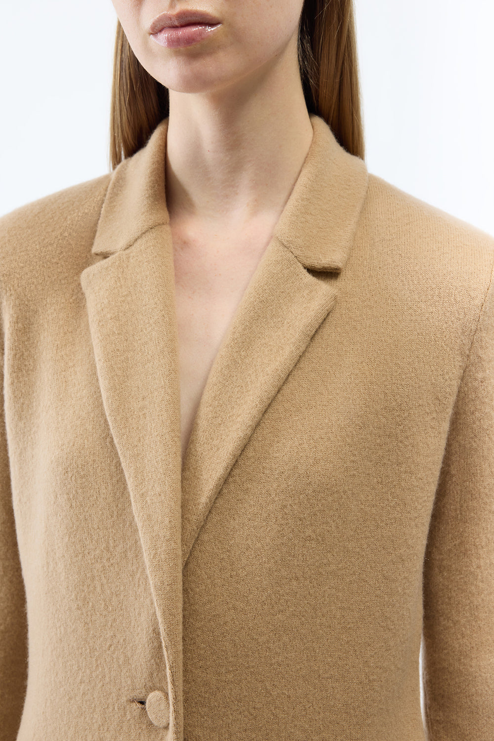 Zander Knit Jacket in Camel Brushed Cashmere