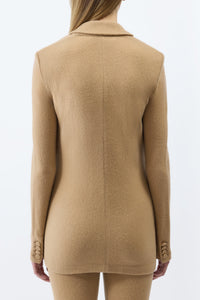 Zander Knit Jacket in Camel Brushed Cashmere