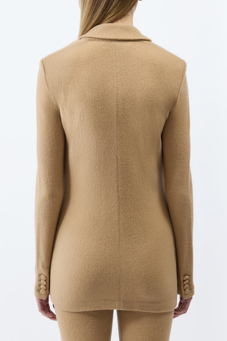 Zander Knit Jacket in Camel Brushed Cashmere