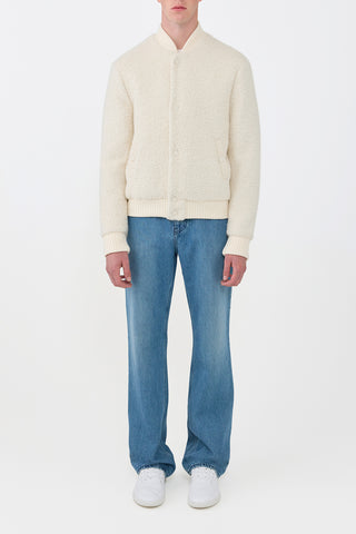 Ivory Cashmere Brandon Bomber On Model - Full Front View | Gabriela Hearst