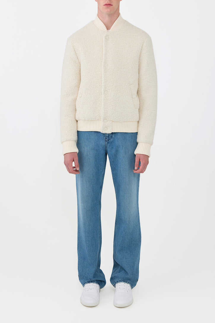 Brandon Bomber in Ivory Recycled Cashmere Boucle