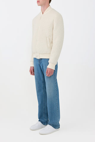 Ivory Cashmere Brandon Bomber On Model - Side Profile View | Gabriela Hearst