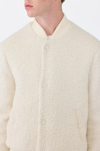 Ivory Cashmere Brandon Bomber - Close-Up Detail View | Gabriela Hearst