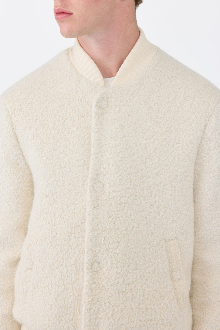 Brandon Bomber in Ivory Recycled Cashmere Boucle