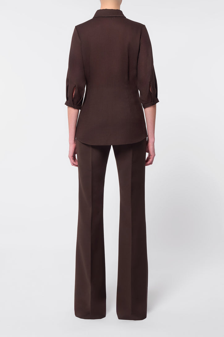 Hadley Blouse in Chocolate Virgin Wool