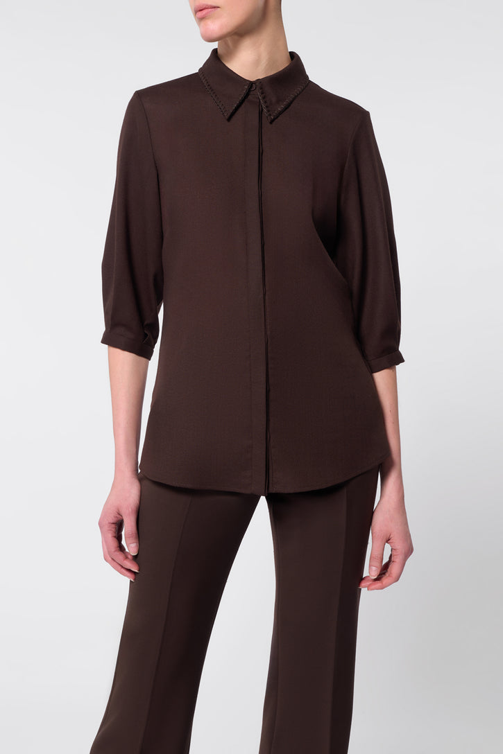 Hadley Blouse in Chocolate Virgin Wool