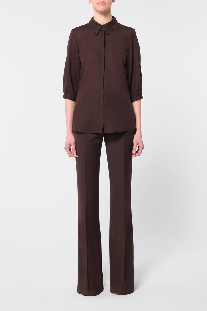 Hadley Blouse in Chocolate Virgin Wool