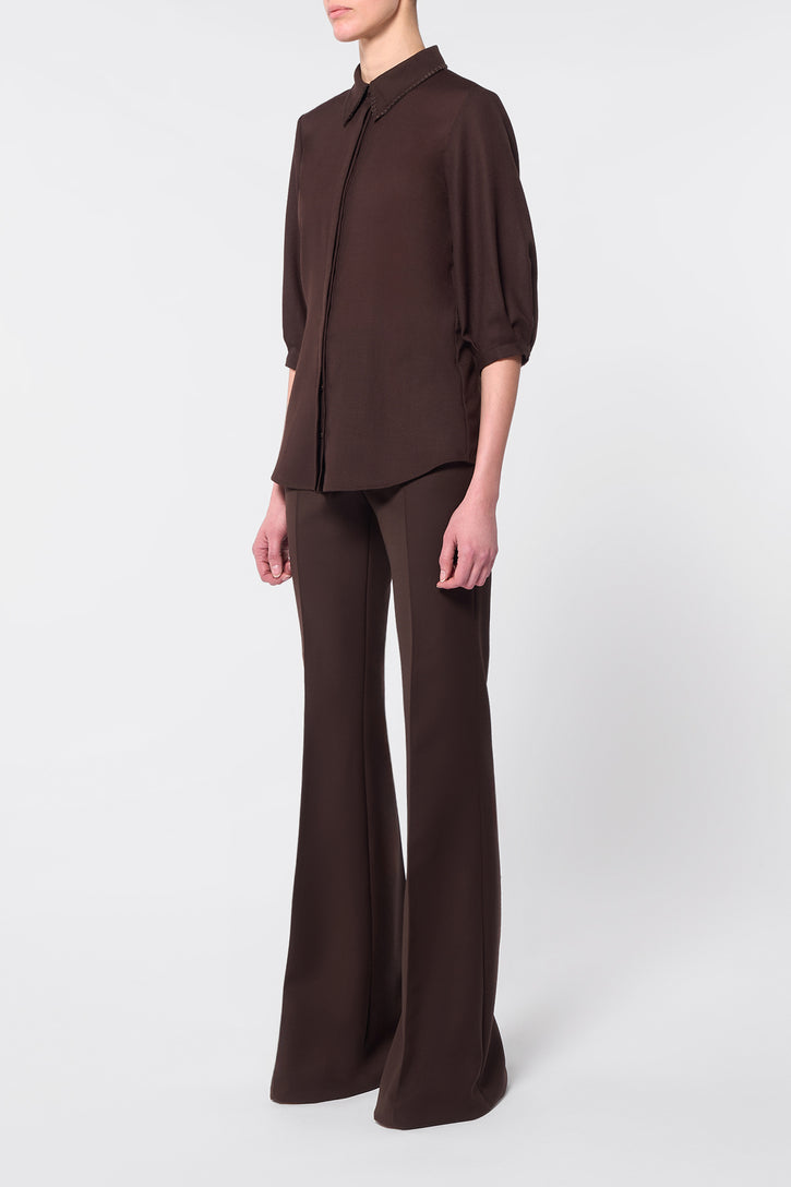 Hadley Blouse in Chocolate Virgin Wool