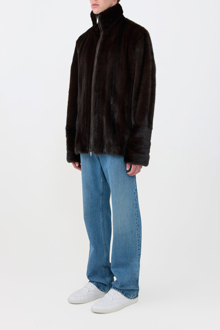 Aristede Jacket in Dark Chocolate Recycled Mink Fur
