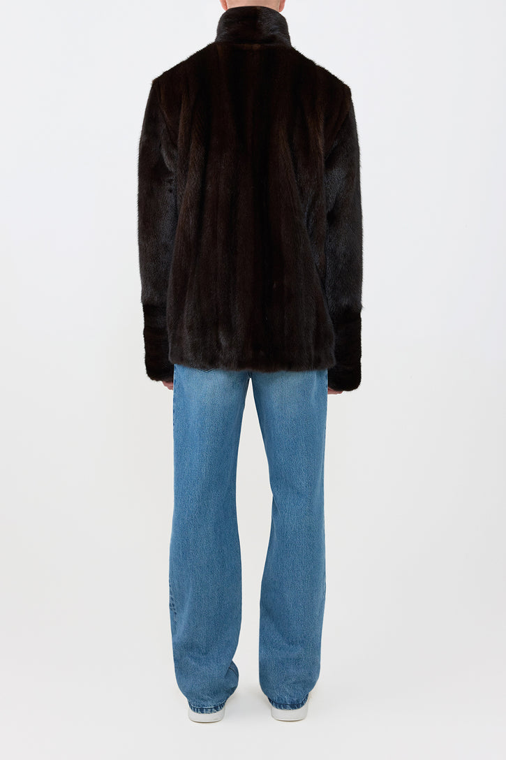 Aristede Jacket in Dark Chocolate Recycled Mink Fur