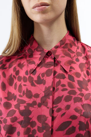 Fuchsia Printed Silk Blouse - Collar Detail Close Up | Gabriela Hearst