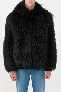 Tom Hoody Jacket in Black Cashmere Shearling