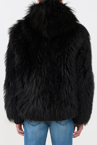 Black Cashmere Shearling Jacket - Back View On Model | Gabriela Hearst