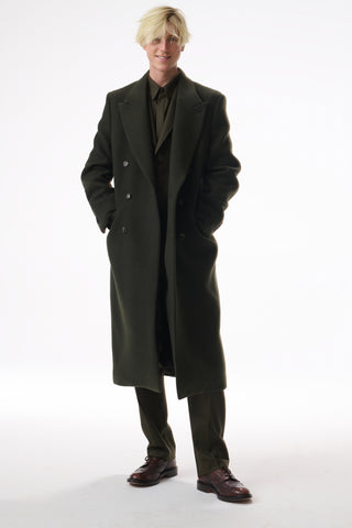 Irving Jacket in Olive Wool Cashmere Flannel