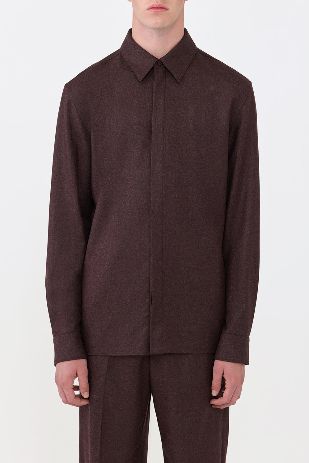 Abbe Shirt in Burnt Sienna Wool Cashmere Flannel