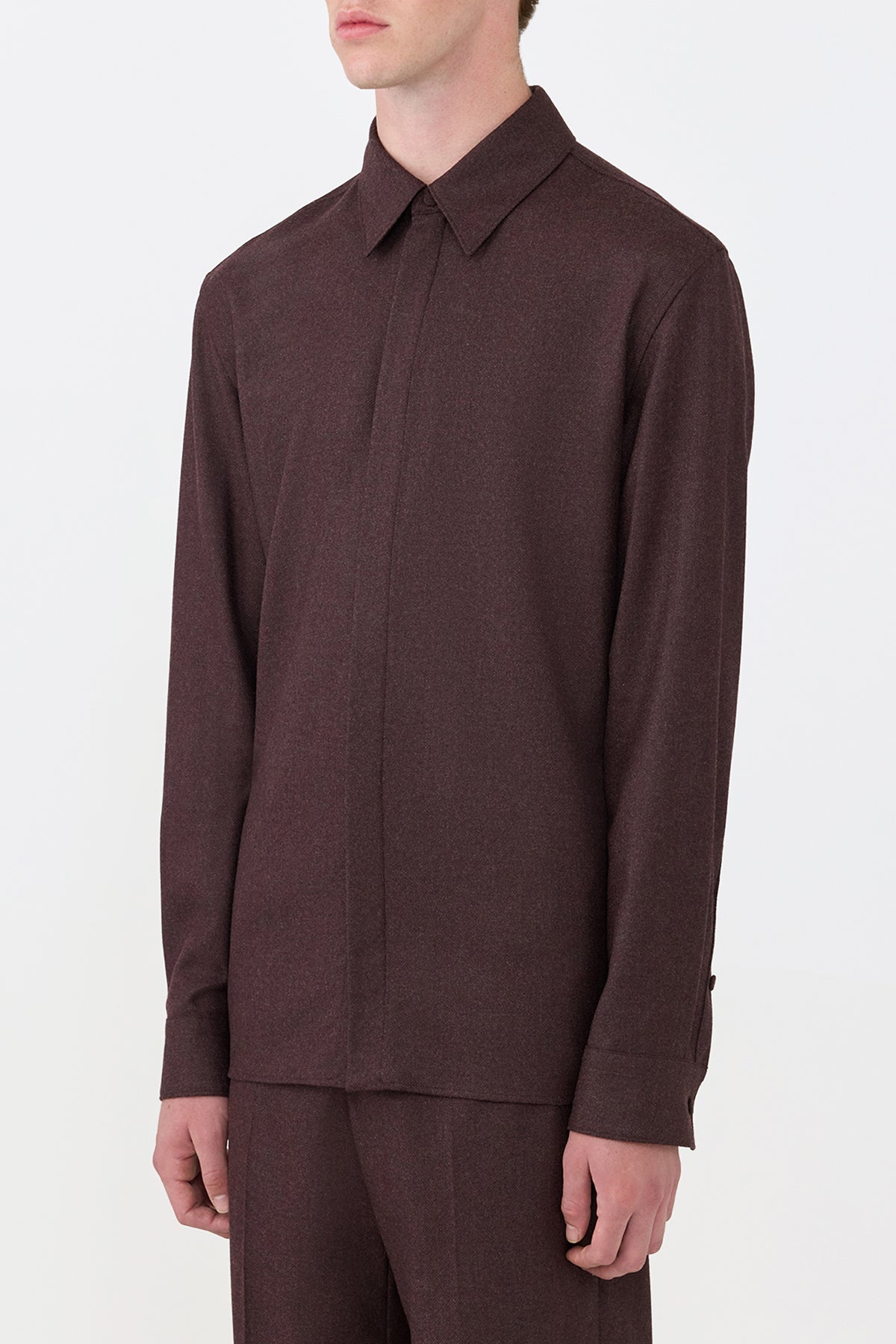 Abbe Shirt in Burnt Sienna Virgin Wool Cashmere