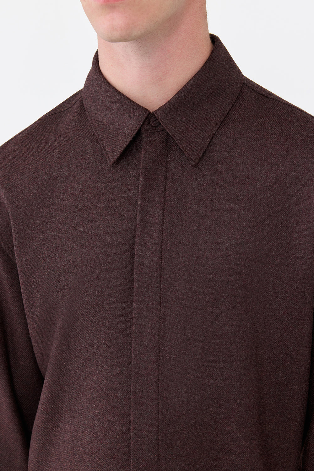 Abbe Shirt in Burnt Sienna Wool Cashmere Flannel