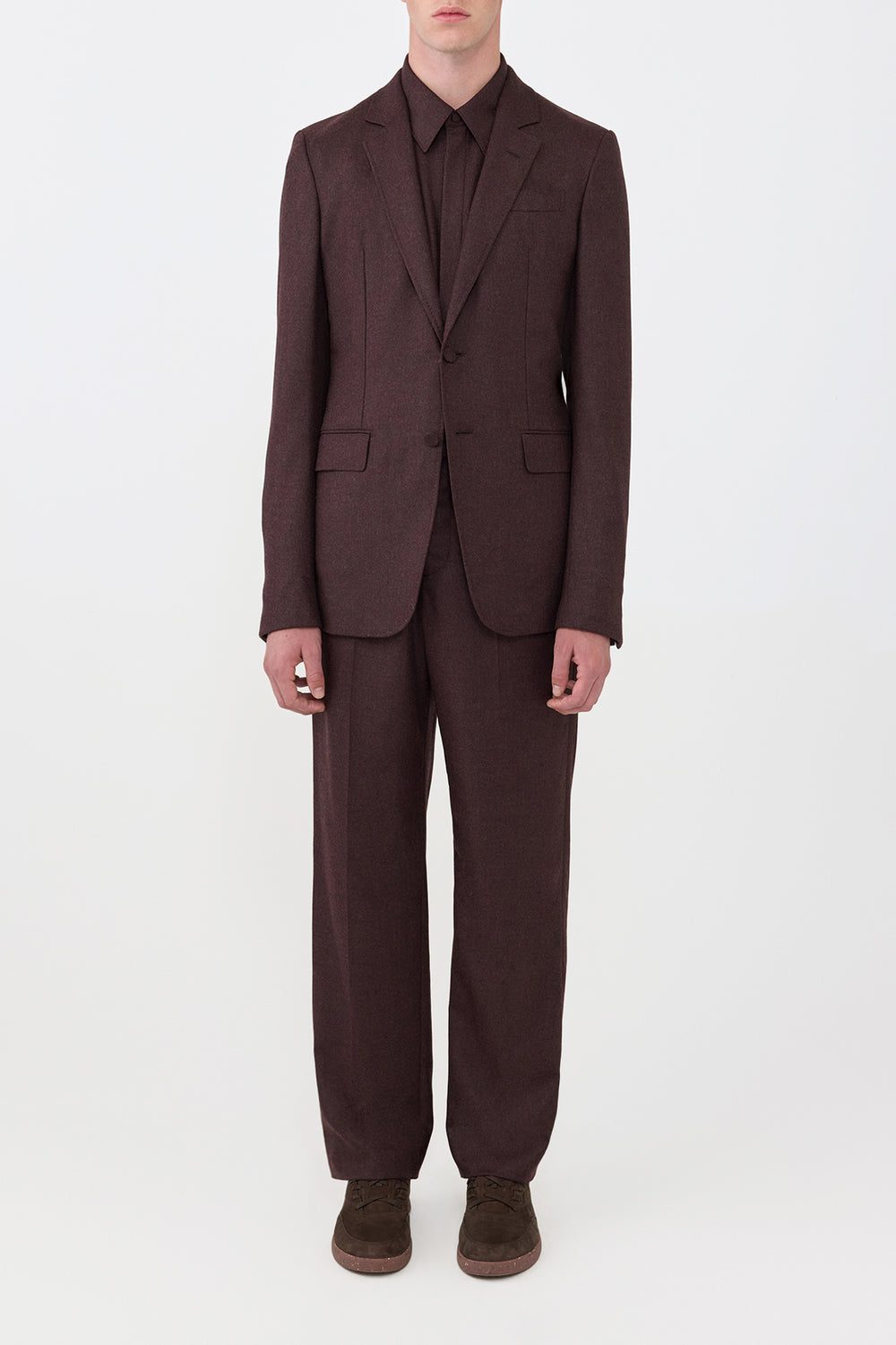 バーントシエナ バージンウール カシミアのハロルド トラウザー