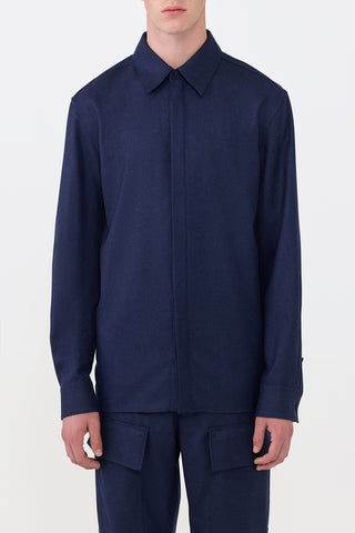 Abbe Shirt in Navy Virgin Wool Cashmere