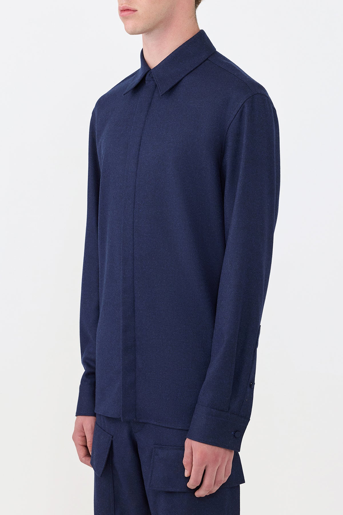 Abbe Shirt in Navy Virgin Wool Cashmere
