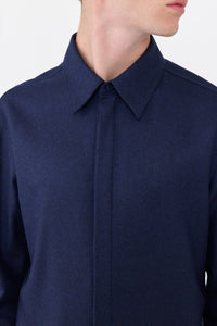 Abbe Shirt in Navy Virgin Wool Cashmere
