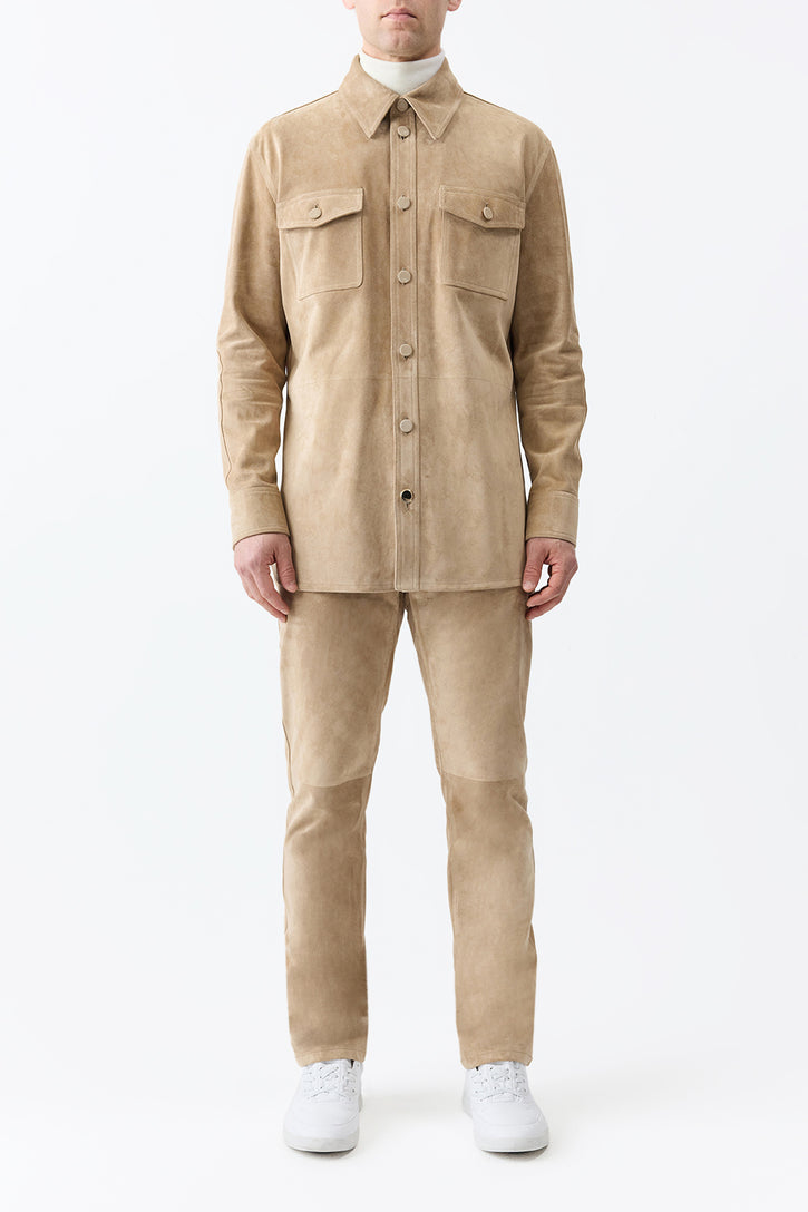 Lucas Overshirt in Camel Suede