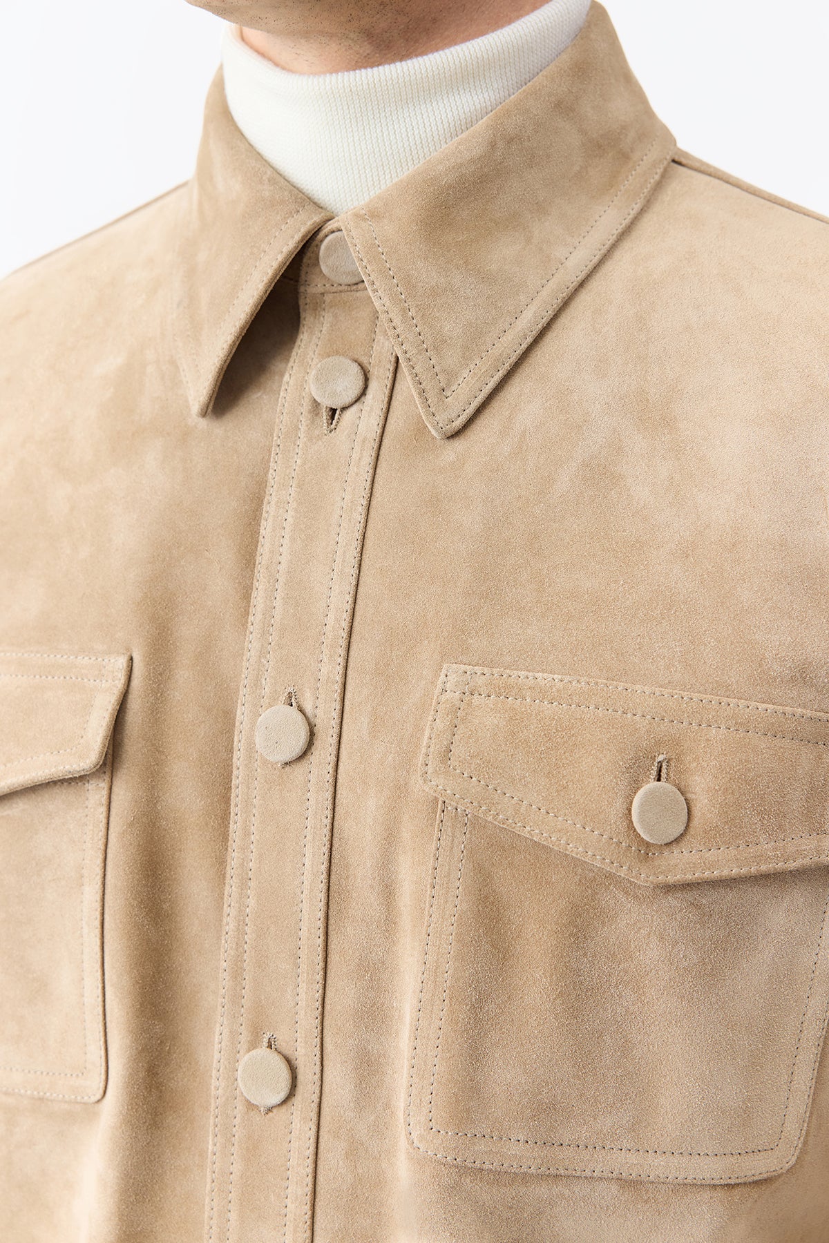 Lucas Overshirt in Camel Suede