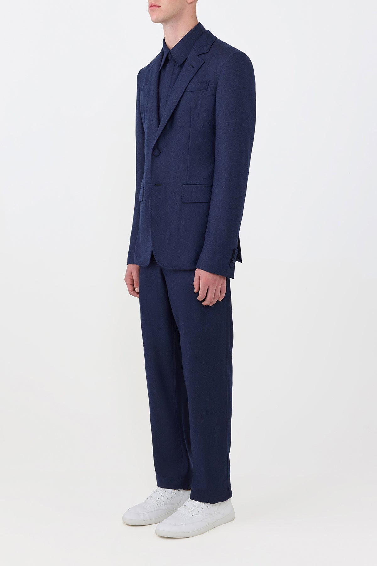 Irving Jacket in Navy Virgin Wool Cashmere