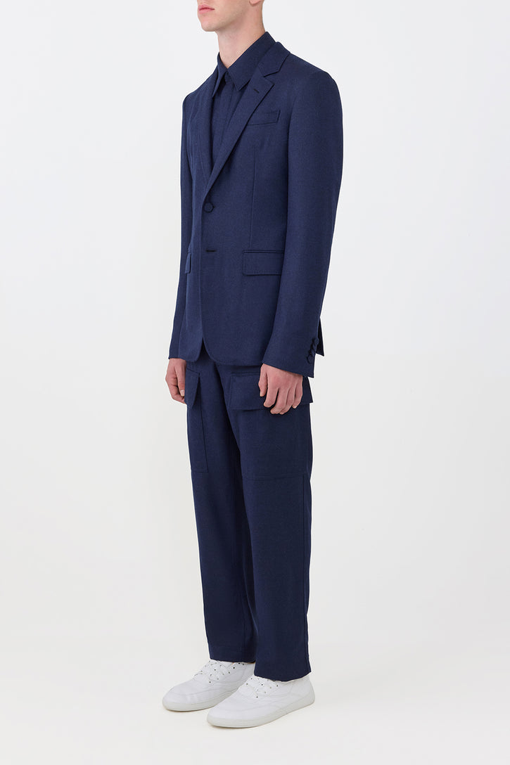 Irving Jacket in Navy Virgin Wool Cashmere