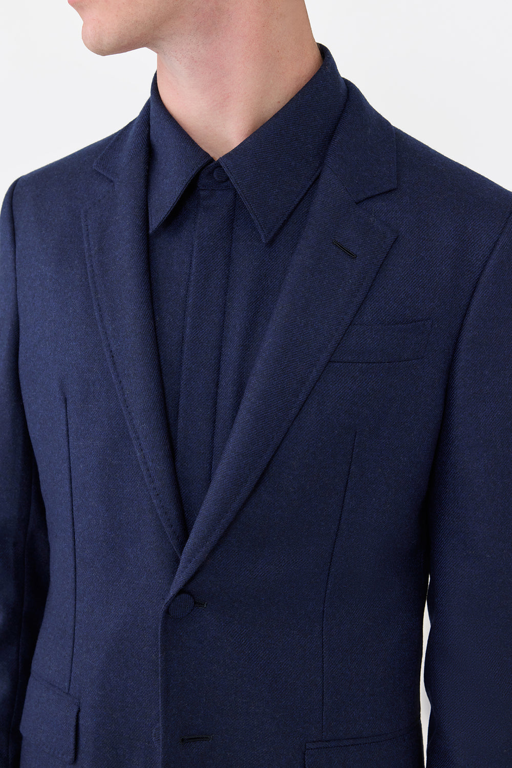 Irving Jacket in Navy Wool Cashmere Flannel