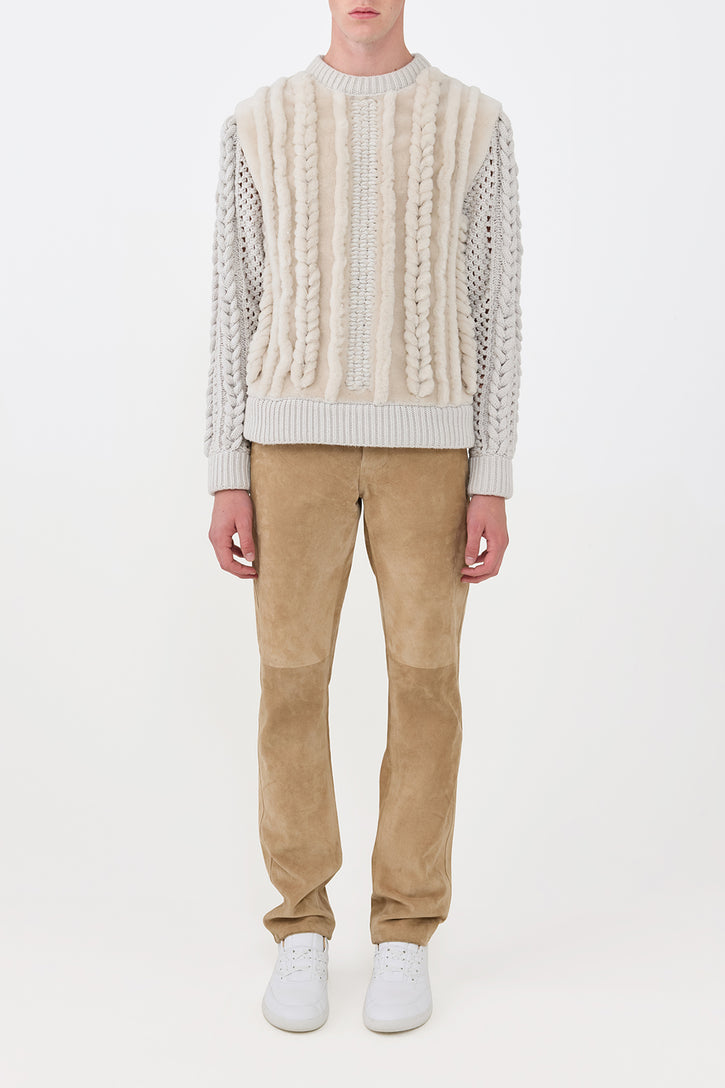 Talus Knit Pullover in Ivory Cashmere & Shearling
