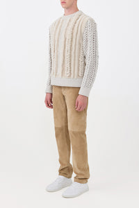 Talus Knit Pullover in Ivory Cashmere & Shearling